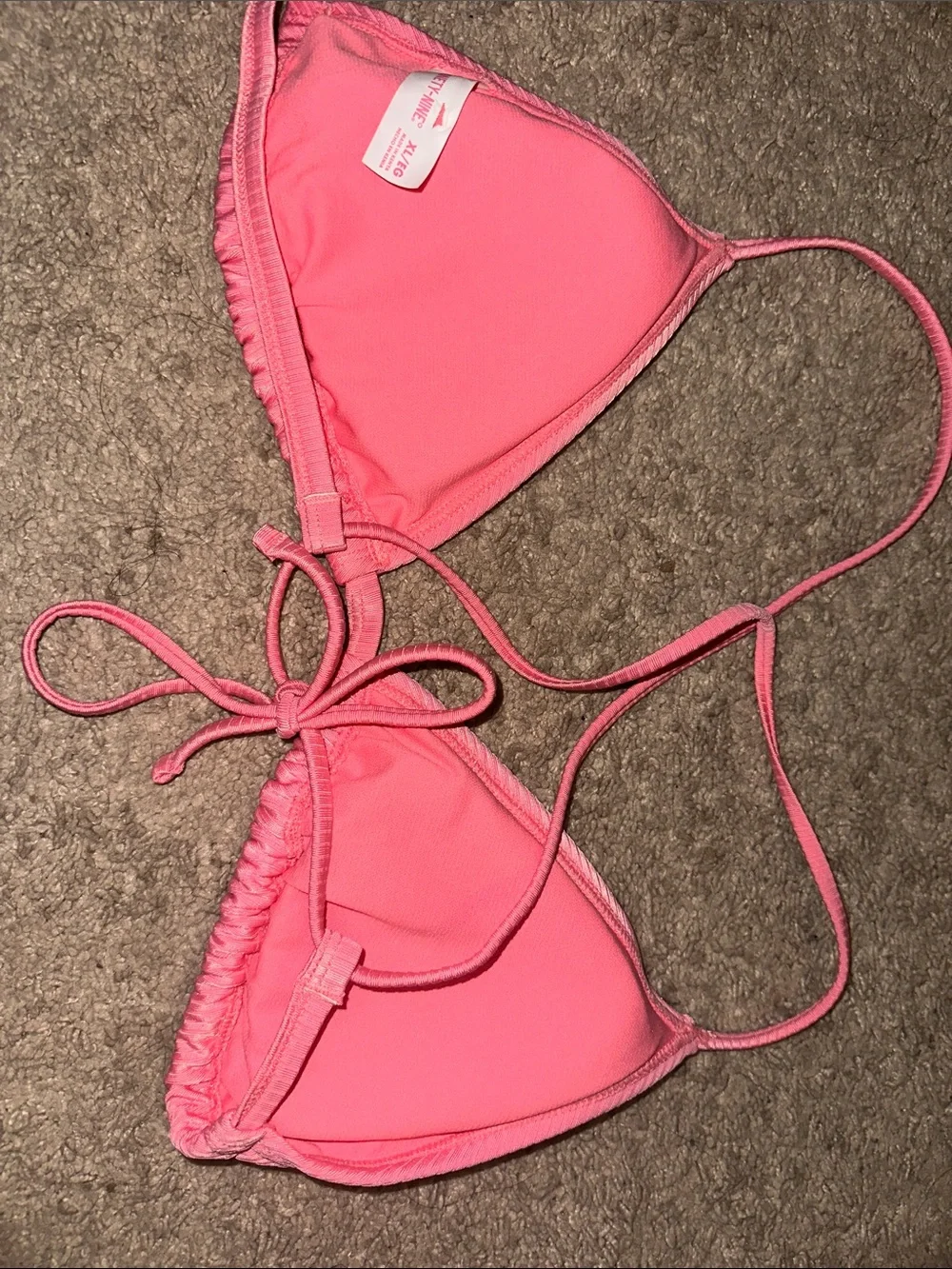 Women's Pink Triangle Bikini Top - Classic Adjustable Swimwear